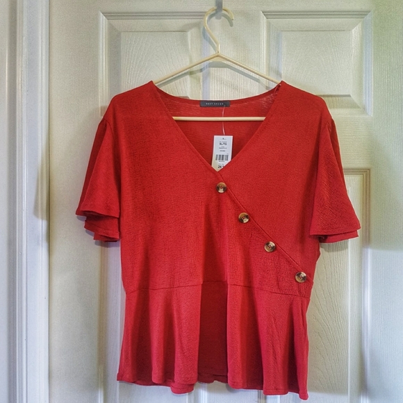 2/$15 orange flutter sleeve v-neck blouse XL
